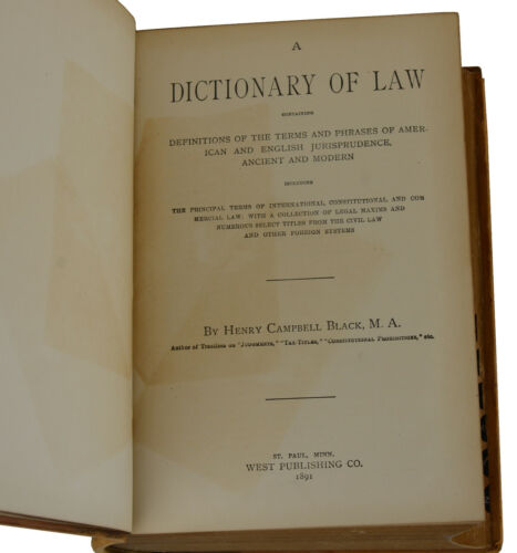 Blacks Law Dictionary First Edition Introduction