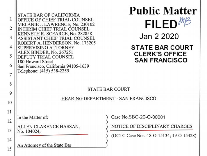 Attorney Allen Hassan Hit With 18 Bar Discipline Charges | Already Lost ...